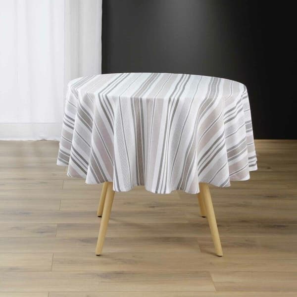Rund duk (0) 180 cm bomull/polyester återvunnen vävd grå melina Utan