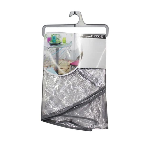 Kristallduk rund - Diameter 180 cm - Anthracitekant - Transparent