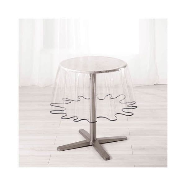 Kristallduk rund - Diameter 180 cm - Anthracitekant - Transparent