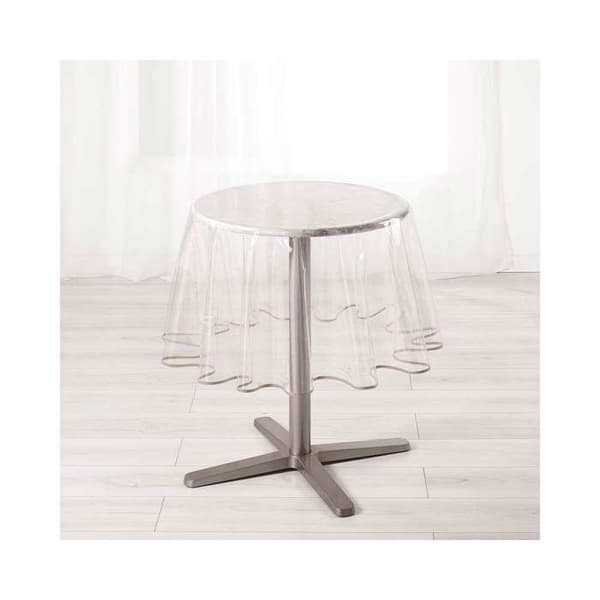 Rund kristallduk - Diameter 180 cm - Taupe kant - PVC - Tjocklek 15/100 - Lätt att rengöra