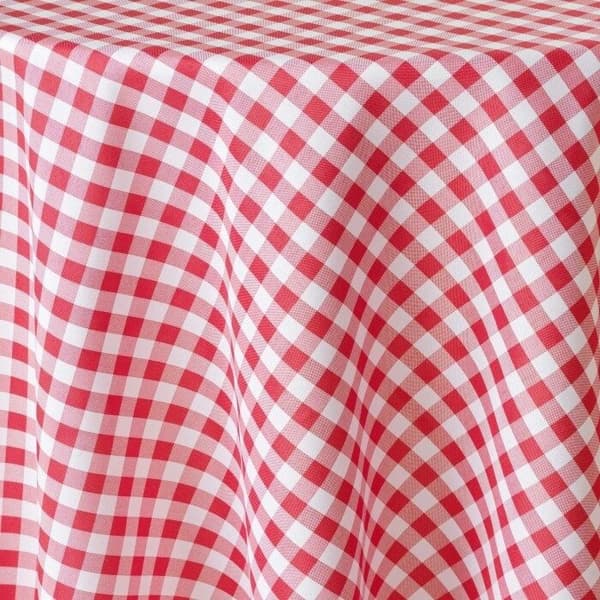 Rund duk (0) 180 cm polyester färgade trådar vichy röd