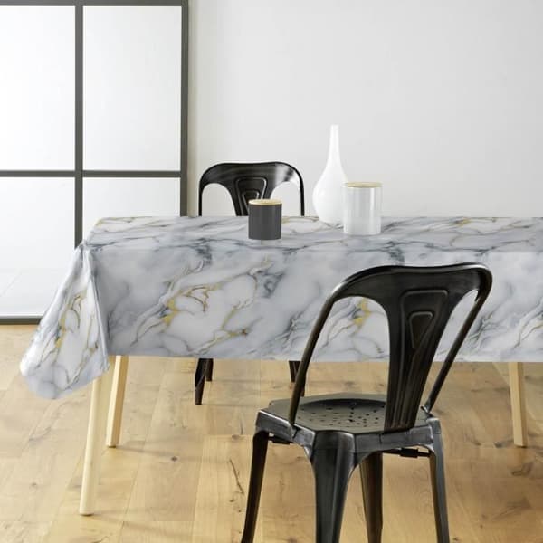 Vaxduk - INRE SÖTDOM - Metalliserad marmor - Grå - Bredd 140 cm - Tvättbar