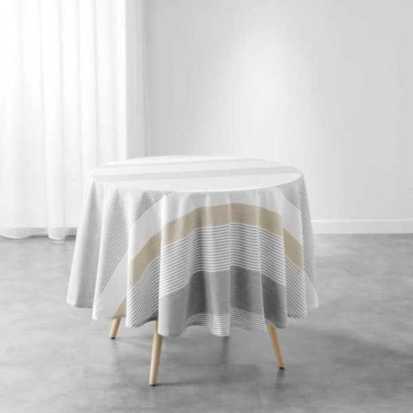 Rund duk Diameter 180cm - Vävt färgad - Vit