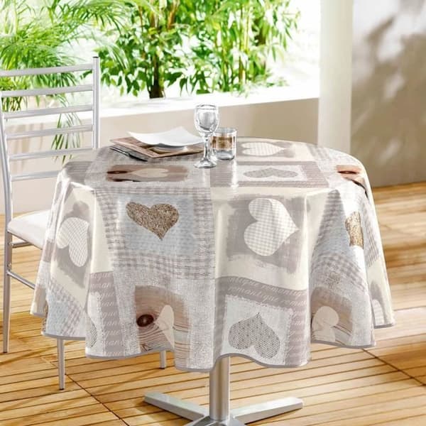 Duk - Rund vaxduk - diameter 160 cm - Cosy hjärta