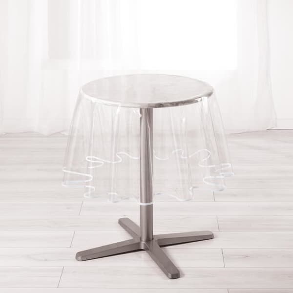 Rund kristallduk - PVC - Diameter 180 cm - Vit kant - Vit - Enfärgad