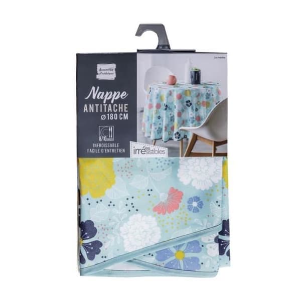 Nappe Antitache - PARIS PRIX - Modell Lily - 180 cm - Mint - Rund - Tryckt