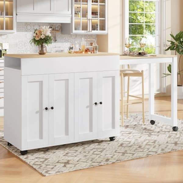 Retractable modern bar (118-180 x 50 x 94 cm) som kan användas som rumseparerare, vit