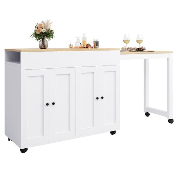 Retractable modern bar (118-180 x 50 x 94 cm) som kan användas som rumseparerare, vit