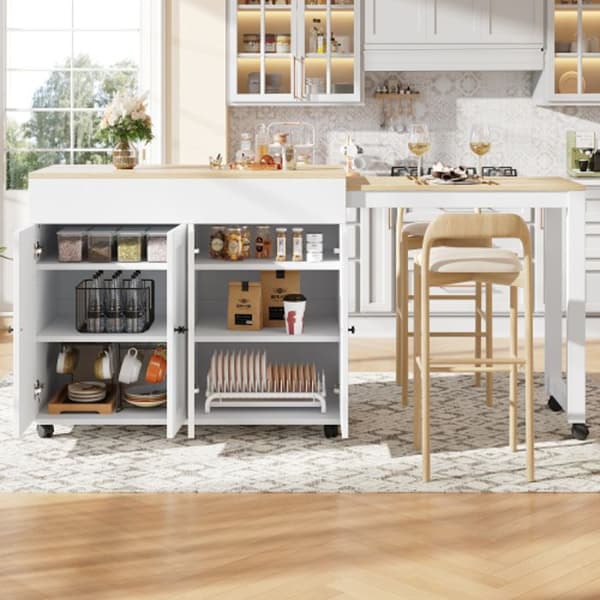 Retractable modern bar (118-180 x 50 x 94 cm) som kan användas som rumseparerare, vit