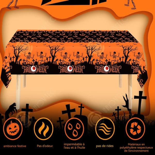 INN Halloween 137x274cm Halloween duk Skrämmande pumpa duk disponibel plast bordsduk dekoration bordsduk halloween decorati