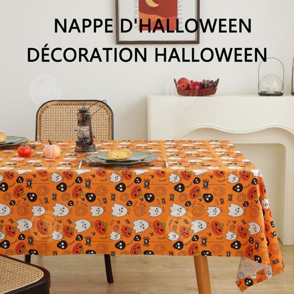 INN Halloween 140x200cm halloween rund duk pumpor spindelspöken Den tvättbara duken är vattentät och fläckbeständig dekorativ
