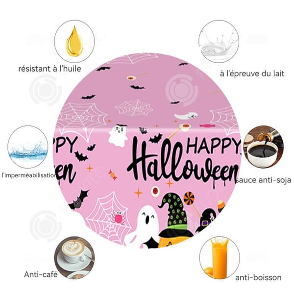 INN Halloween 137x274cm Halloween Duk Rolig och söt Halloween Duk Rosa Spider Web Pumpkin Duk Lämplig för barn