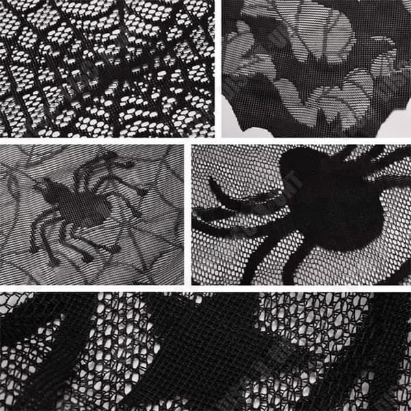 TD® Halloween dekoration Halloween bordsduk svart spets Mesh stil bordslöpare
