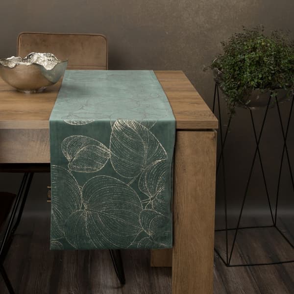 Dekorativ löpare/båge BLINK-16 35x180 Eurofirany mörk mynta med stora blad