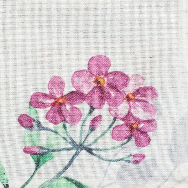 Dekorativ dug NATU-7 140x280 Eurofirany hvid med botaniske blomster
