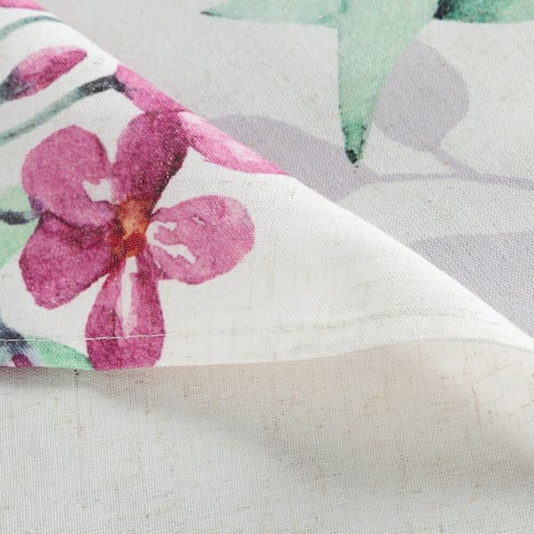 Dekorativ dug NATU-7 140x280 Eurofirany hvid med botaniske blomster
