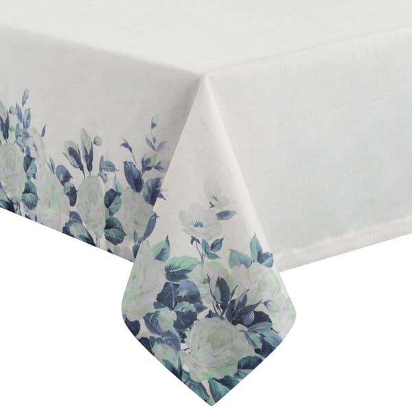 Dekorativ duk NATU-8 140x300 Eurofirany vit med blå blommor