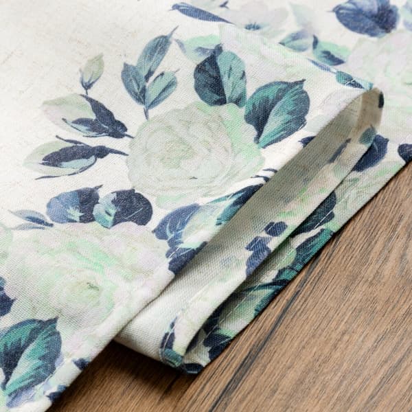 Dekorativ dug NATU-8 85x85 Eurofirany hvid med blå blomster
