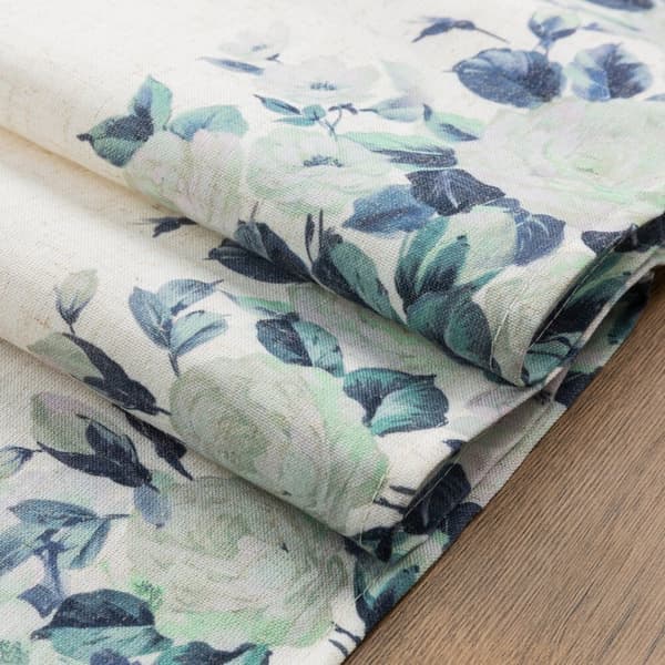 Dekorativ dug NATU-8 85x85 Eurofirany hvid med blå blomster