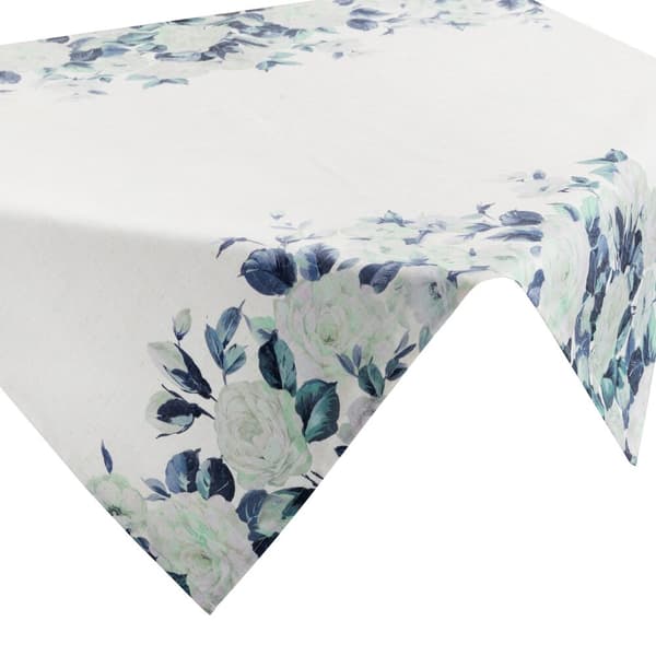 Dekorativ dug NATU-8 85x85 Eurofirany hvid med blå blomster