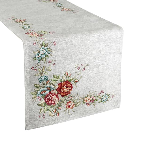Dekorativ gobeläng duk 45x140 Eurofirany ask blommor rosor