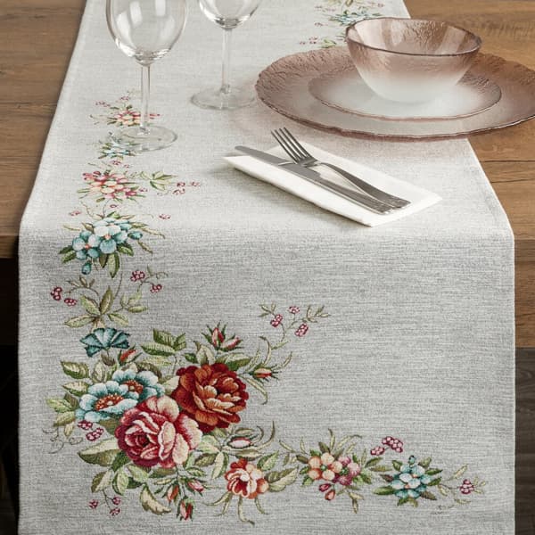 Dekorativ gobeläng duk 45x140 Eurofirany ask blommor rosor