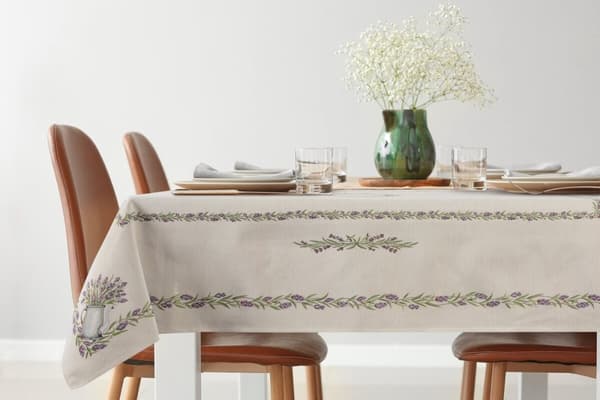 Dekorativ gobelin dug 140x180 Eurofirany naturlige blomster lavendel