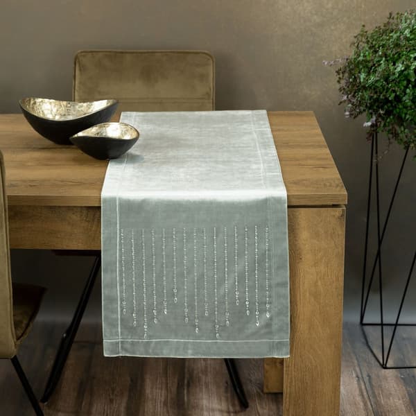 Dekorativ bordslöpare ROYAL-3 35x220 Eurofirany silver med zirkoner