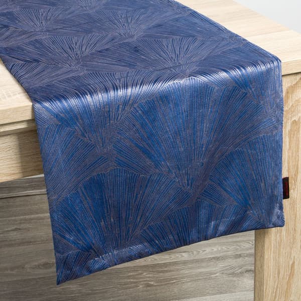 Dekorativ bordløber GOJA 40x140 Pierre Cardin Eurofirany marineblå med ginkgo blade