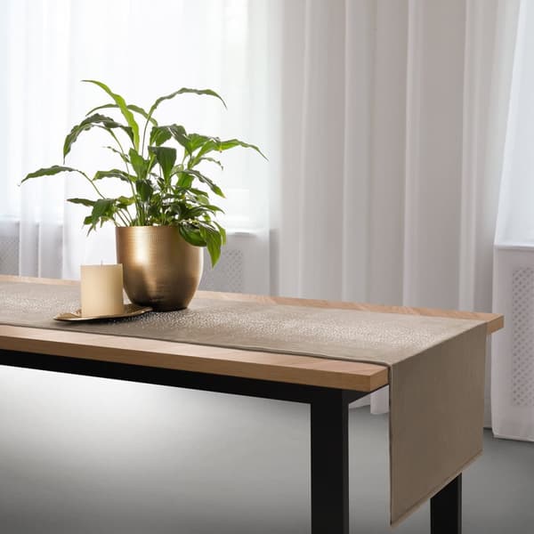 Dekorativ bordslöpare SHINY 40x180 sammetsbeige med kristaller