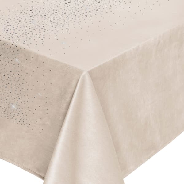 Dekorativ bordslöpare SHINY 40x180 sammetsbeige med kristaller