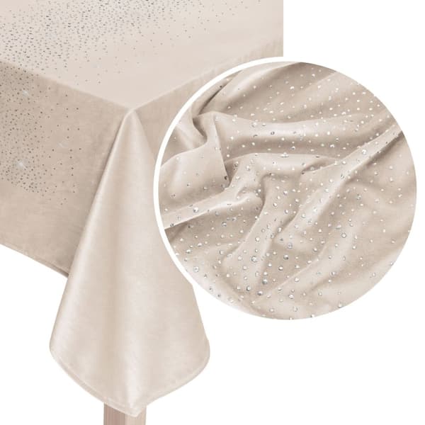 Dekorativ bordløber SHINY 40x180 fløjlsbeige med krystaller
