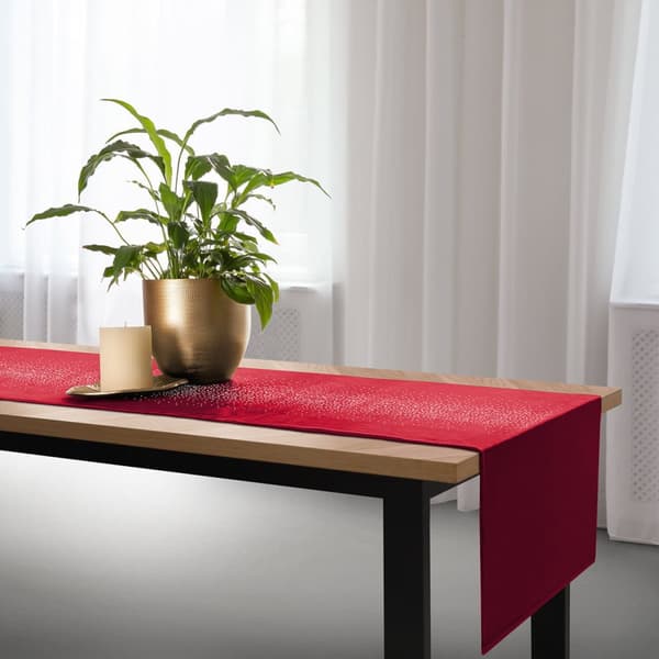 Dekorativ bordløber SHINY 60x120 fløjlsrød med krystaller