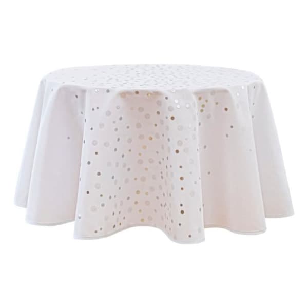 Nappe antistain tryckt "Stella" rund 160 cm - Vit
