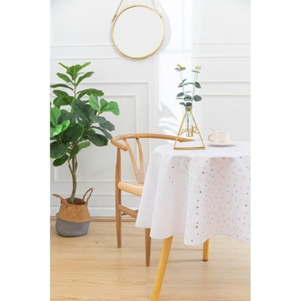 Nappe antistain tryckt "Stella" rund 160 cm - Vit