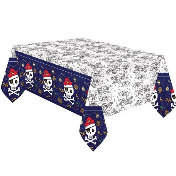 Pappersduk - Pirates Treasure Hunt - 120x180cm - Blå - Döskallar och piratmotiv