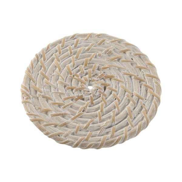 Underlägg Home ESPRIT Vit Naturell Bambu Rattan 12 x 12 x 6 cm