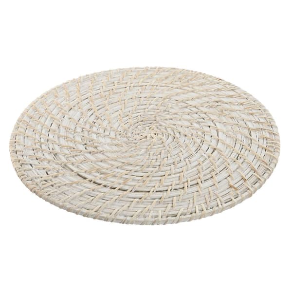 Bordsunderlägg Home ESPRIT Vit Naturell Bambu Rattan 34 x 34 x 1,5 cm