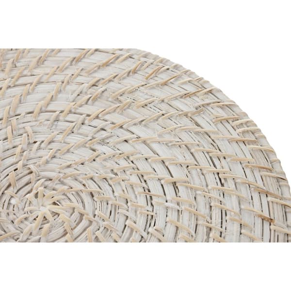 Bordsunderlägg Home ESPRIT Vit Naturell Bambu Rattan 34 x 34 x 1,5 cm