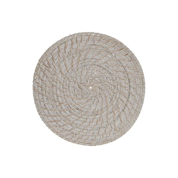 Bordsunderlägg Home ESPRIT Vit Naturell Bambu Rattan 34 x 34 x 1,5 cm