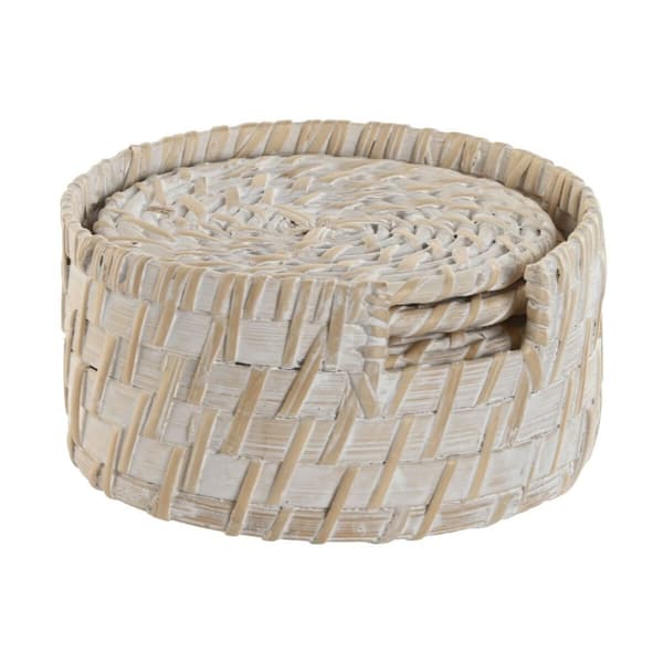 Dalbaner Home ESPRIT Hvit Naturell Bambus Rotting 12 x 12 x 6 cm