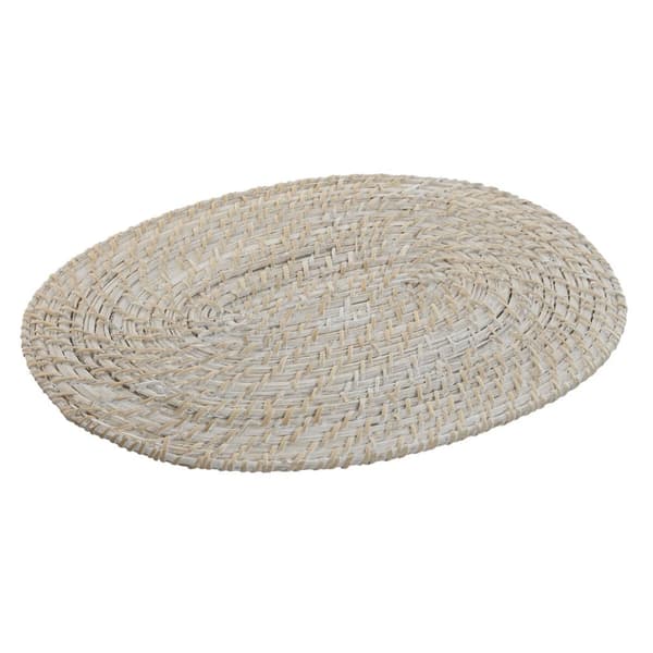 Underlägg Home ESPRIT Vit Naturell Bambu Rattan 40 x 30 x 1 cm