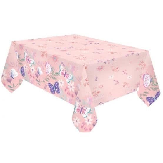 Bordsduk - Amscan - Flutter Paper - 120 x 180 cm - Rosa - Fjärils- och blommönster