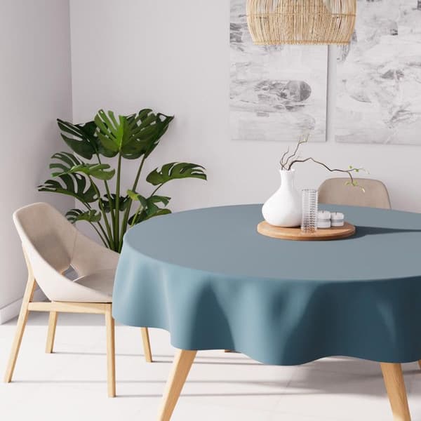 Rund fläckskyddsduk 180 cm ALIX blå celadon, av Soleil d'Ocre
