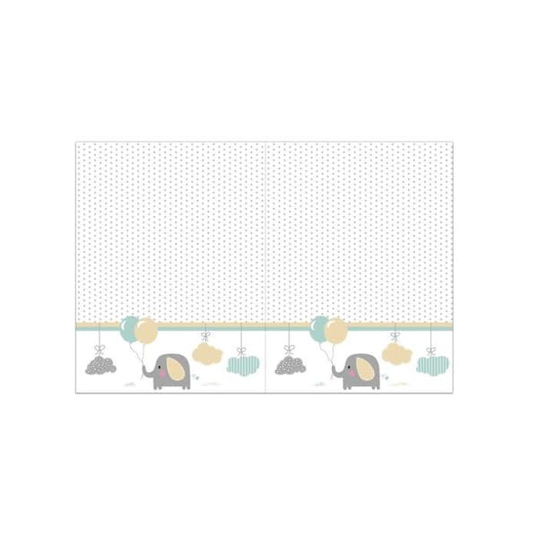 Plastikduk baby Elefant 120 x 180 cm - Vit