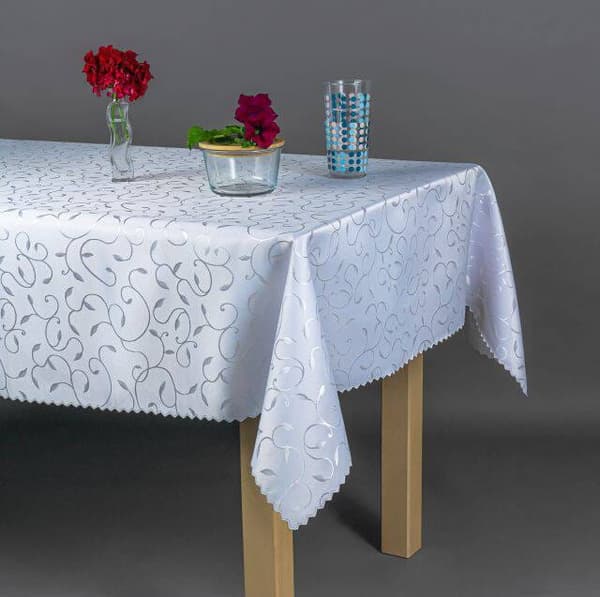 Fläckavvisande bordsduk 140x140 VINE vit Mesa