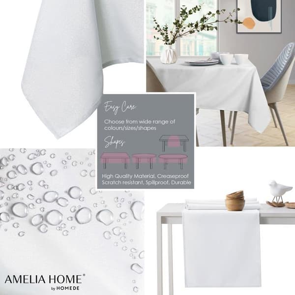 Ameliahome - TCLOTH/AH/EMPIRE/HMD/VIT/40X40 - Bordslöpare Lotus Effekt Vattentåligt Polyester Vit Empire 40x40 cm