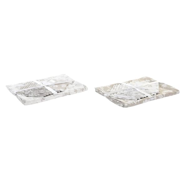 Dukar och servetter DKD Home Decor 9 Delar 2 antal 150 x 250 x 0,5 cm Beige Rosa Vit Grön Ljusbrun