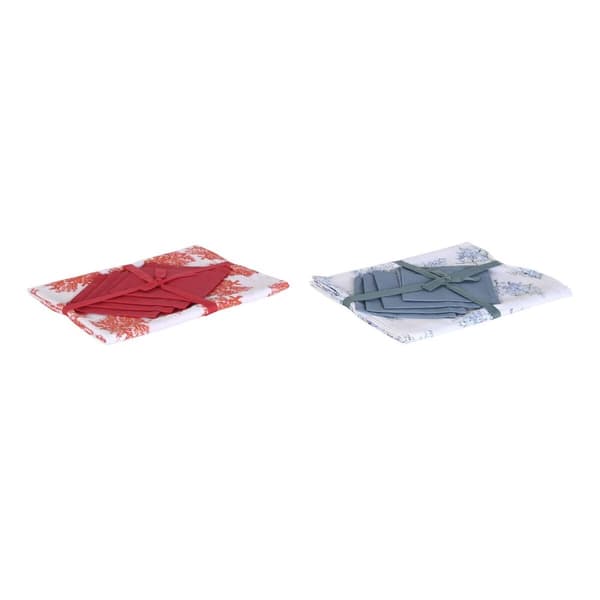 Dukar och servetter DKD Home Decor 150 x 150 x 0,5 cm Blå Fuchsia (2 antal)