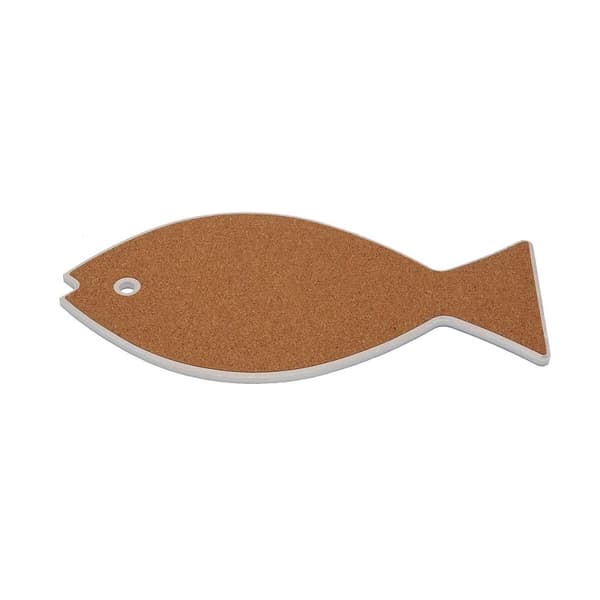 Bordsunderlägg Versa Blå Grå Kork Keramik Fisk 14 x 0,7 x 20 cm